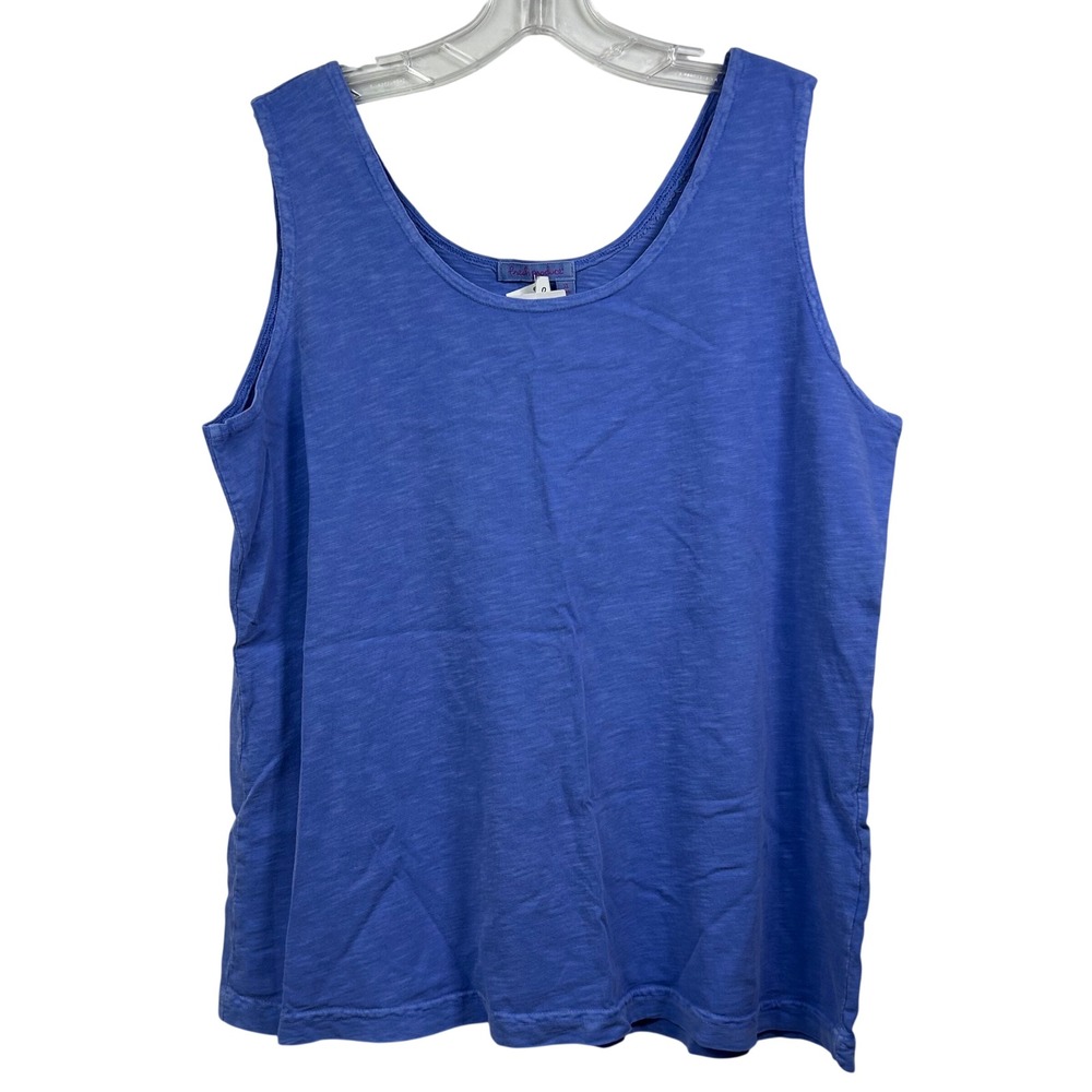 Fresh Produce Boca Tank Top XL Per Peri Blue Cotton Slub Scoop Neck 21843 NEW